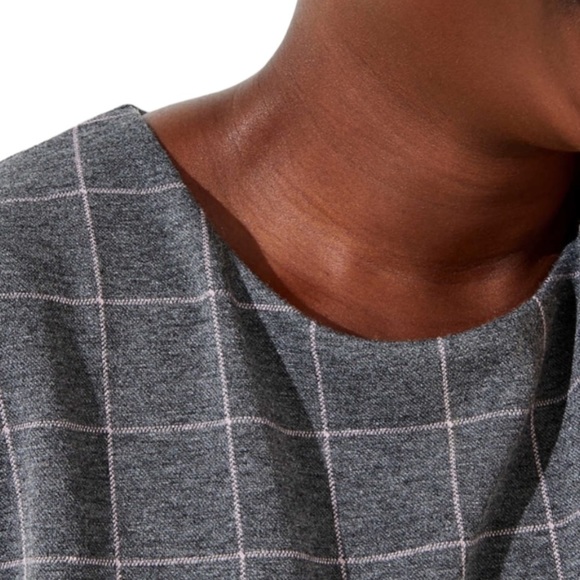 LOFT Plus Windowpane Plaid Sleeveless Ruffle Flouce Hem Shift Dress Academia 16 - Picture 4 of 11